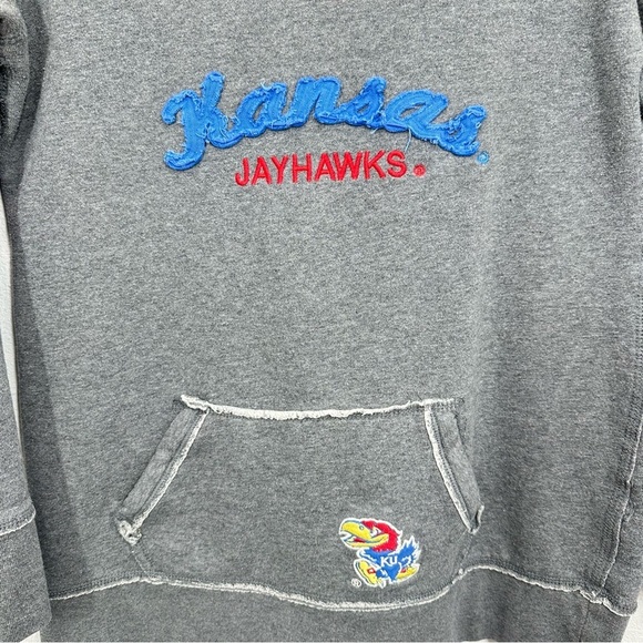 Kansas Jayhawks Scoop Neck Longsleeve Grey Sweatshirt XL Colosseum Athletics - Picture 3 of 5